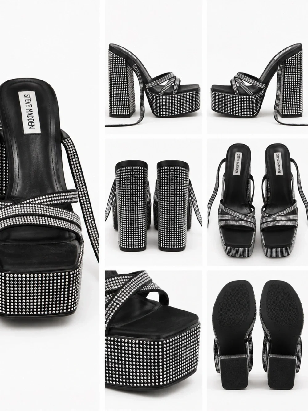 Steve Madden Black Rhinestone Platform Heels